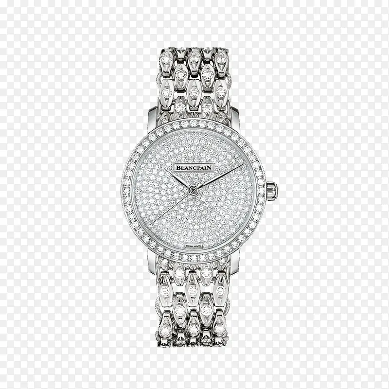 银色镶钻女表宝珀腕表手表