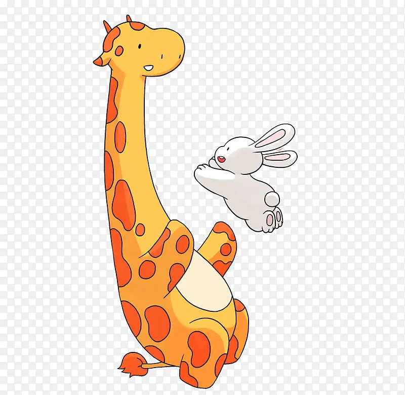 卡通长颈鹿和小白兔