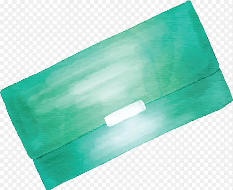 水彩手绘绿色钱包