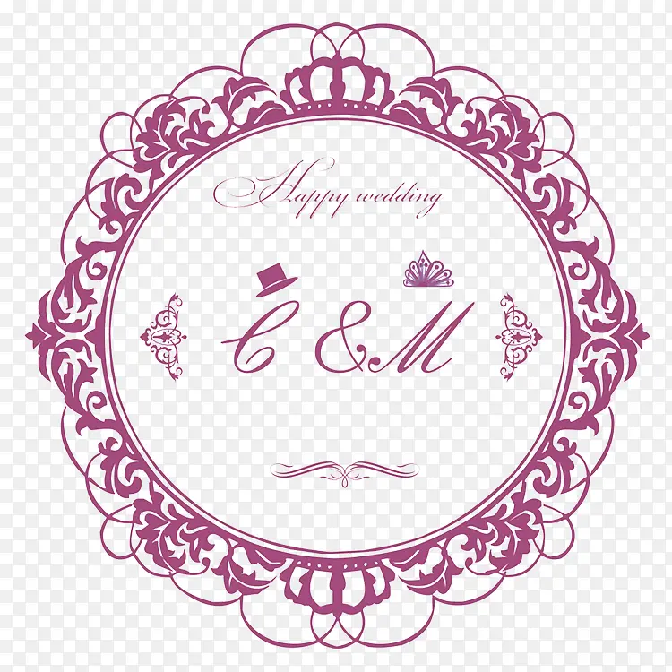 紫色婚礼标题图框