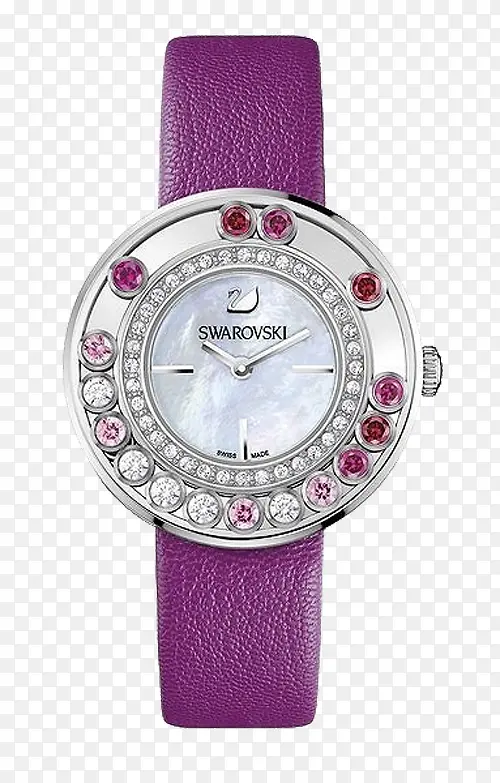 施华洛世紫色镶钻手表