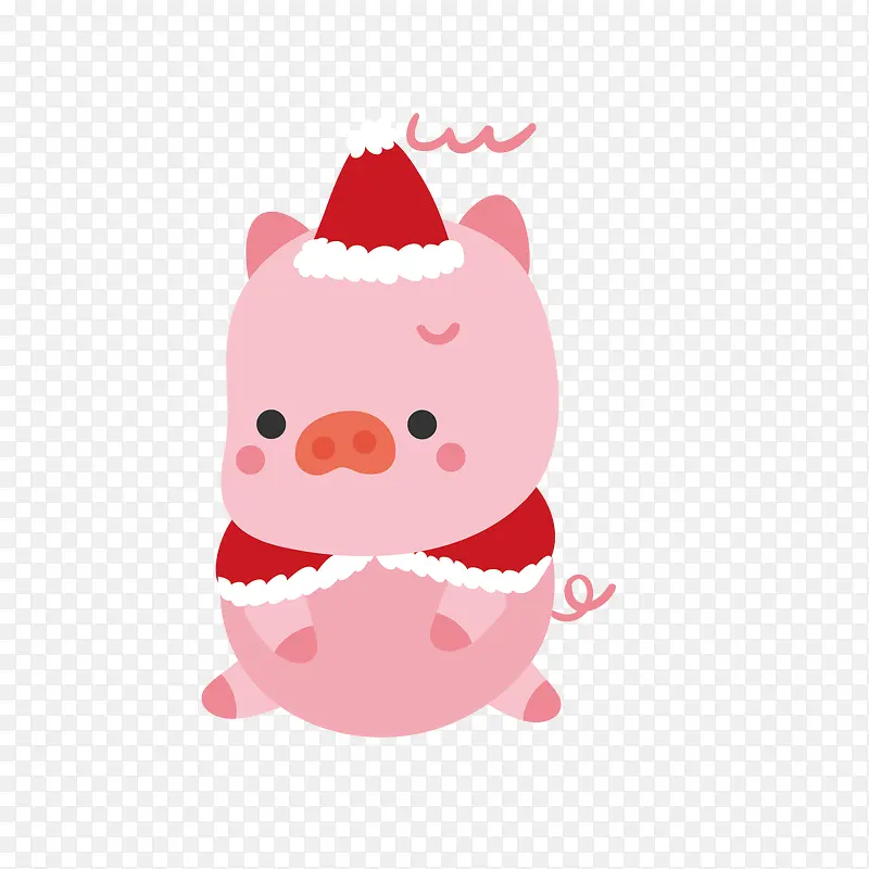 粉色可爱卡通小猪新年圣诞节
