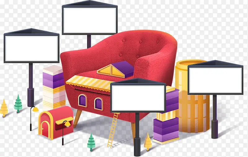 红色沙发样式家具城宣传