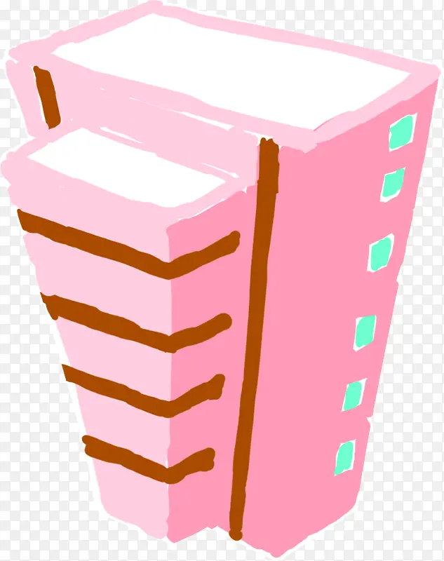 粉色卡通楼房建筑