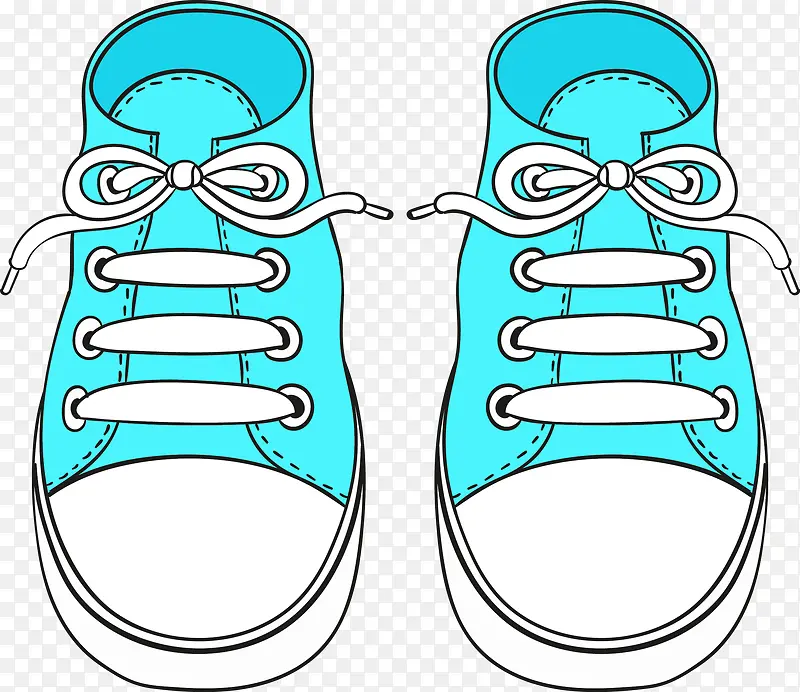 蓝色手绘鞋子矢量图