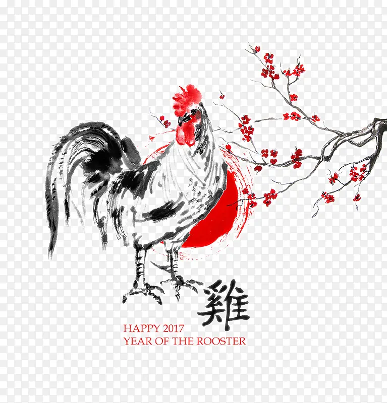 中国风水墨公鸡