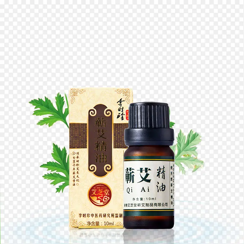 产品实物艾草精油植物叶子