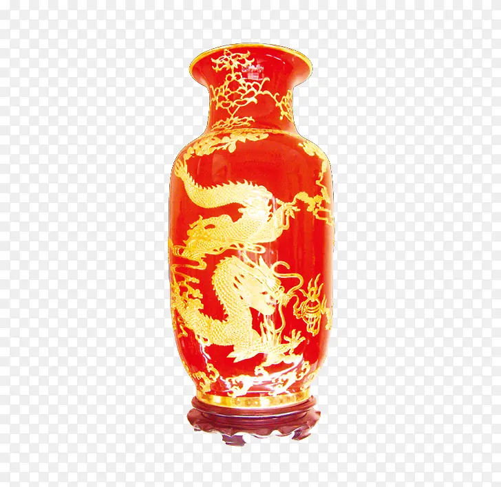 红色结婚用品花瓶龙凤呈祥