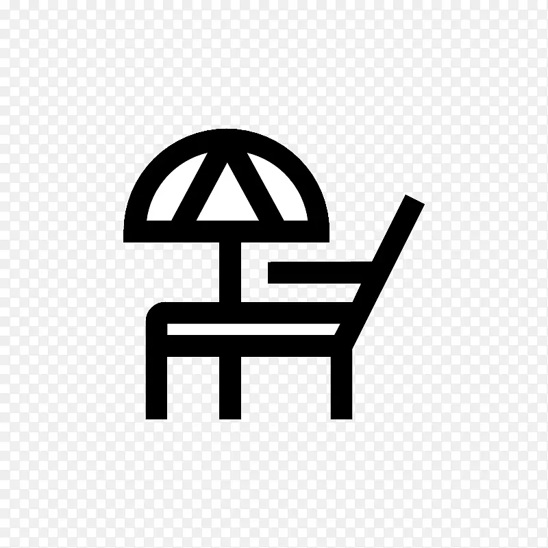 卡通黑色线条沙滩椅遮阳伞