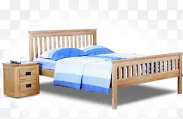 蓝色条纹单人床家具