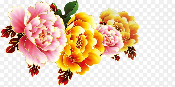 彩色创意牡丹花卉素材