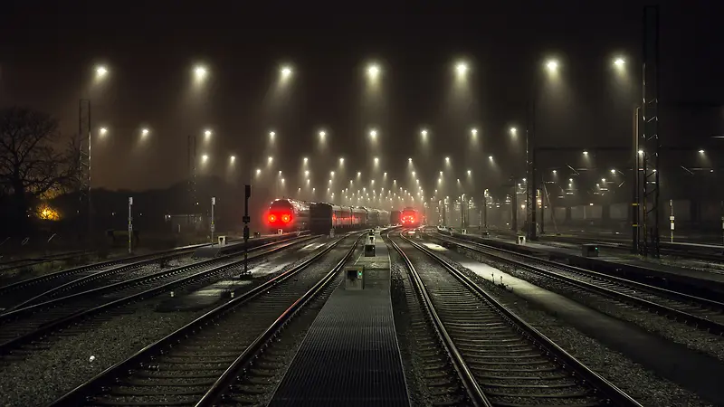 铁路灯光光效火车场景图片