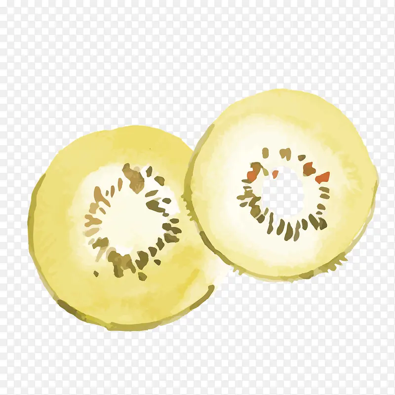 黄色质感水墨画水果猕猴桃