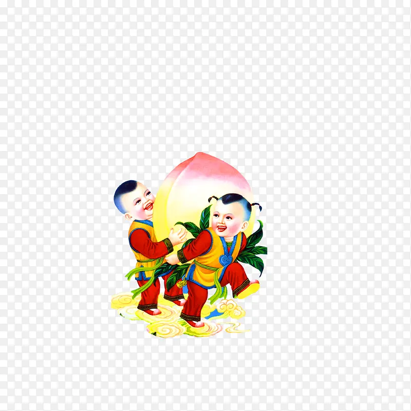 中国风仙童送寿桃
