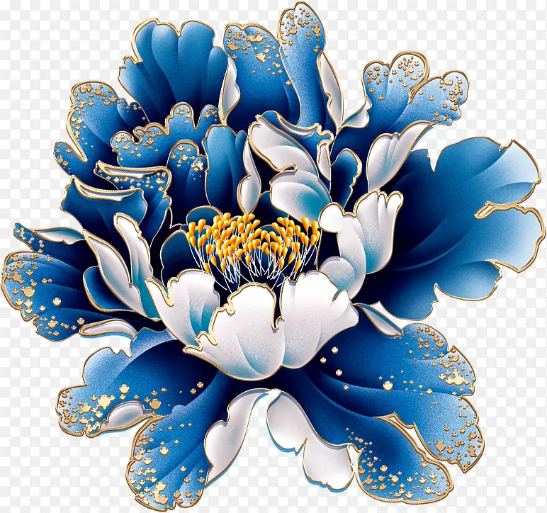 蓝白色手绘花朵包装