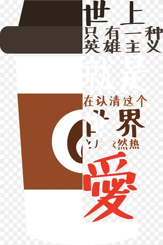 手绘咖啡杯文字图案