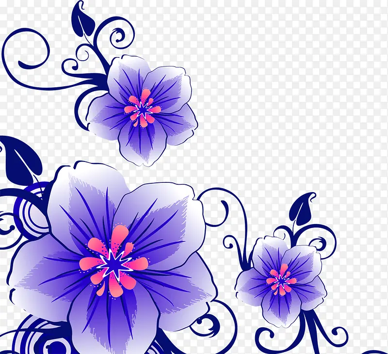 创意合成花卉图案效果紫色设计