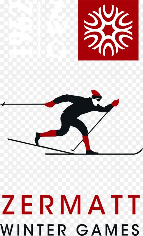 矢量红色滑雪场标志