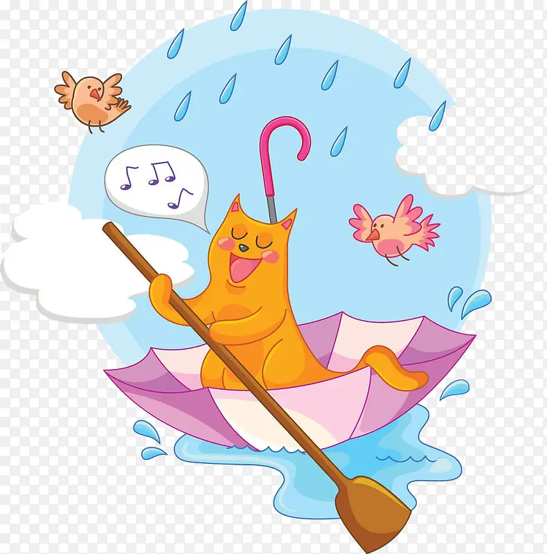 小猫下雨划船