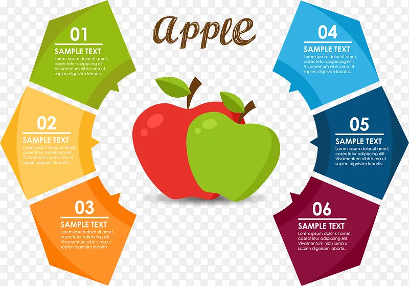 彩色苹果信息图表