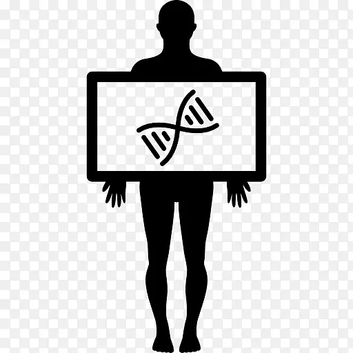 男性轮廓显示视图的DNA结构图标