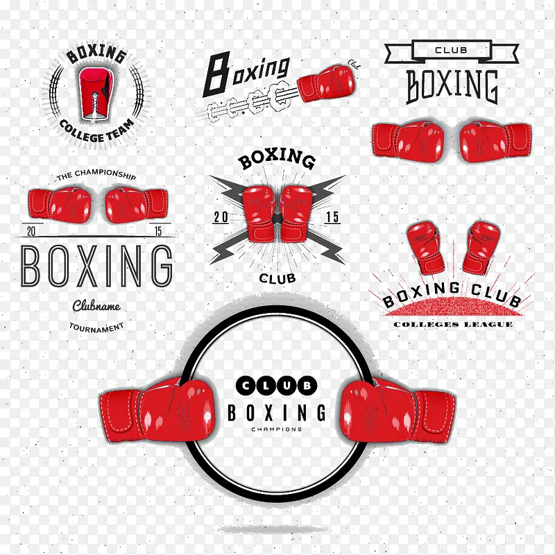 红色拳击手套运动标签
