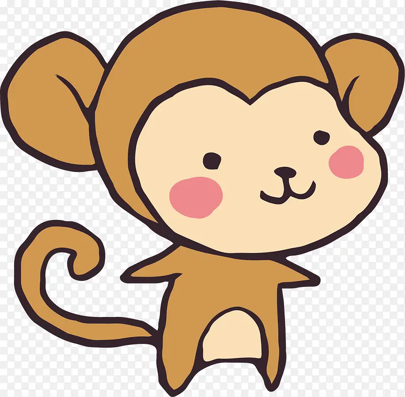 矢量图水彩棕色猴子