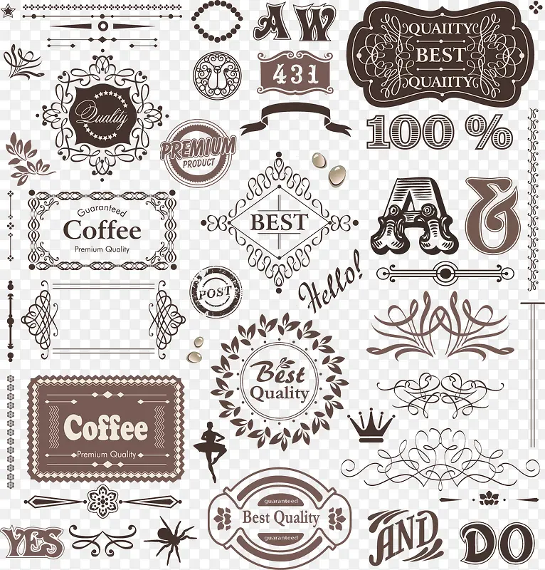 复古咖啡标签设计素材