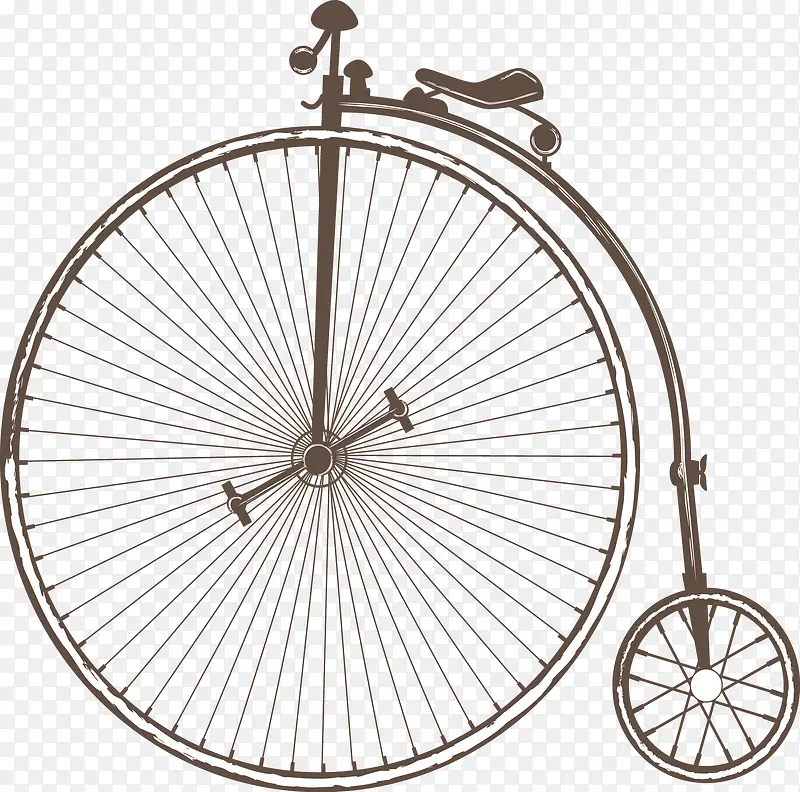 自行车大小车轮古典款式矢量图
