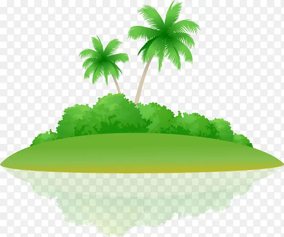 矢量绿色海边椰子树