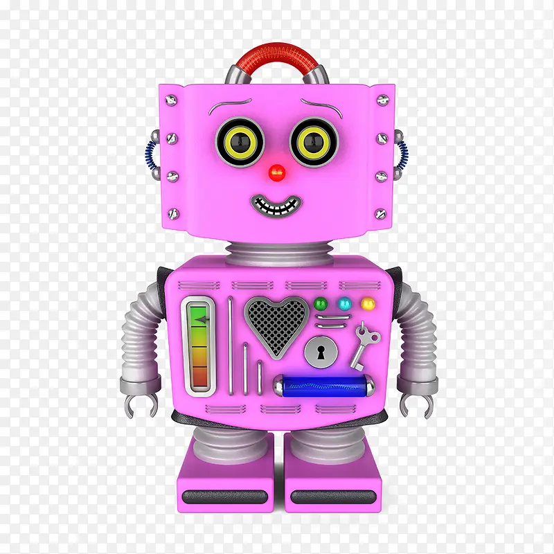 粉色可爱的金属机器人