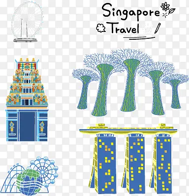 多个新加坡著名景点建筑