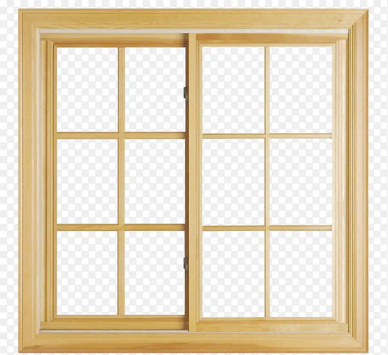 黄色木头玻璃窗户