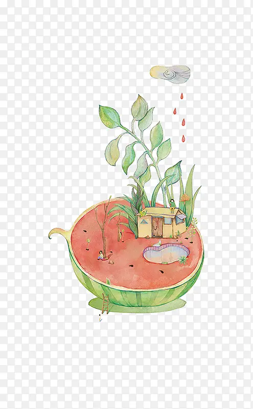 手绘的西瓜插图