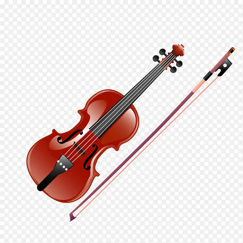 矢量乐器红色质感小提琴