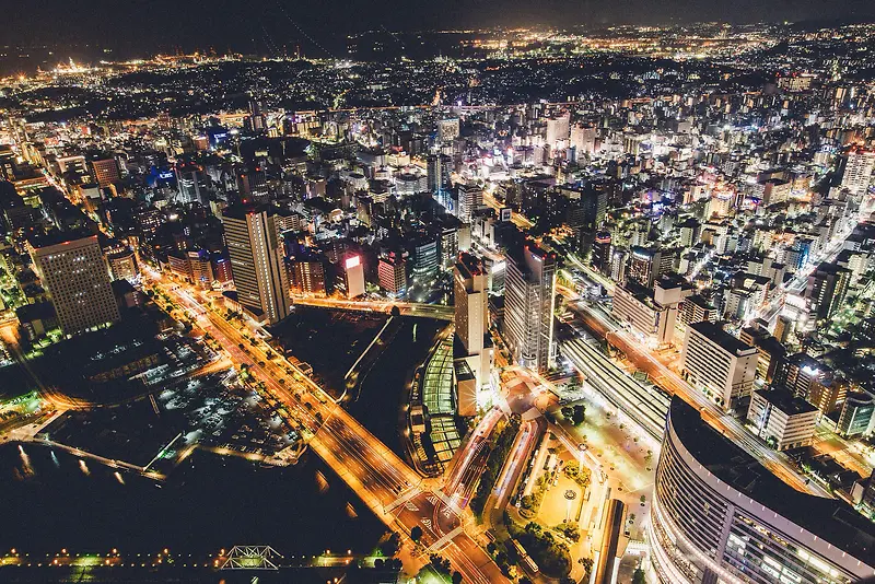 车水马龙的繁华都市的海报背景