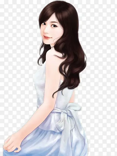 手绘现代回头美女PNG图片素材下载_图片编号9689652-PNG素材网