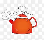 卡通红色茶壶
