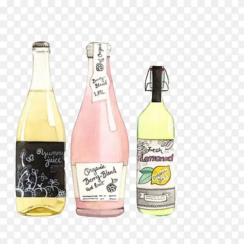 酒瓶饮料瓶手绘素材图片