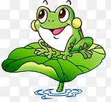 绿色卡通荷叶青蛙造型