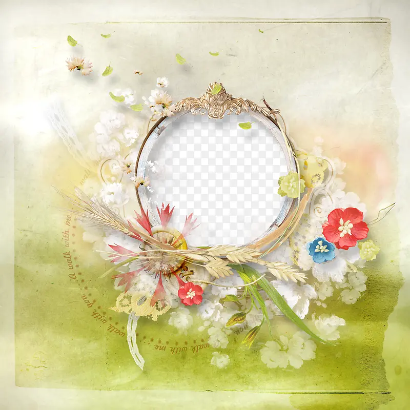 花朵装饰圆环相框