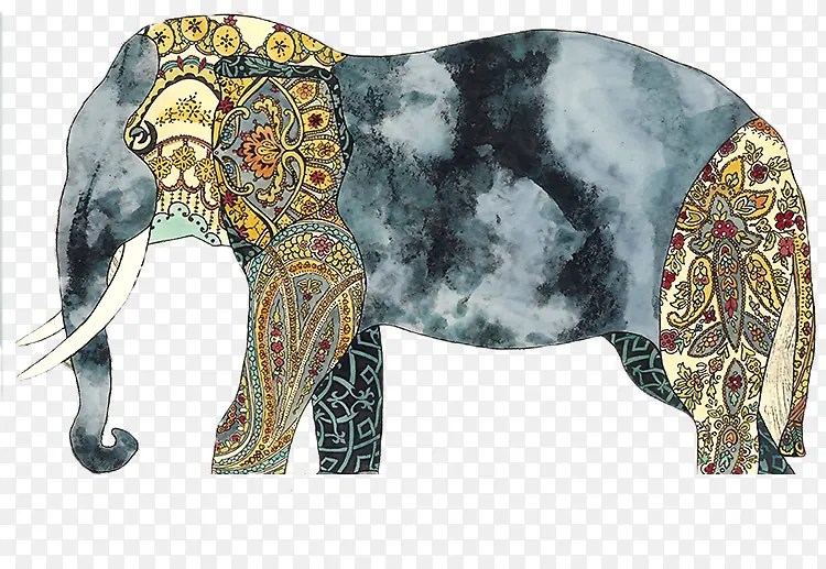 复古大象喷画