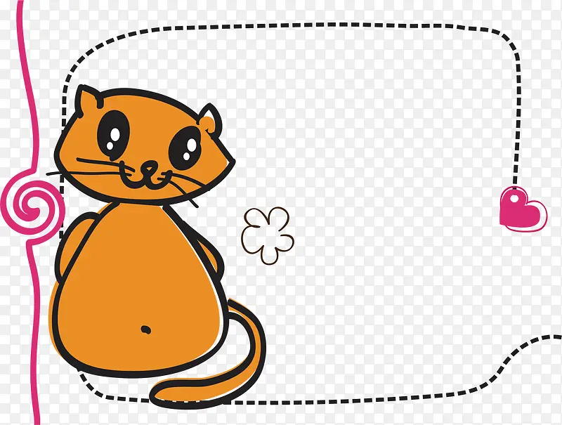 猫咪 卡通手绘 线条边框