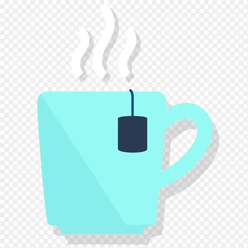 矢量扁平化蓝色冒着热气的茶杯