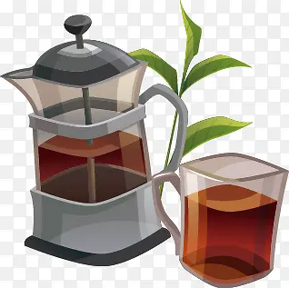 茶壶茶叶矢量图