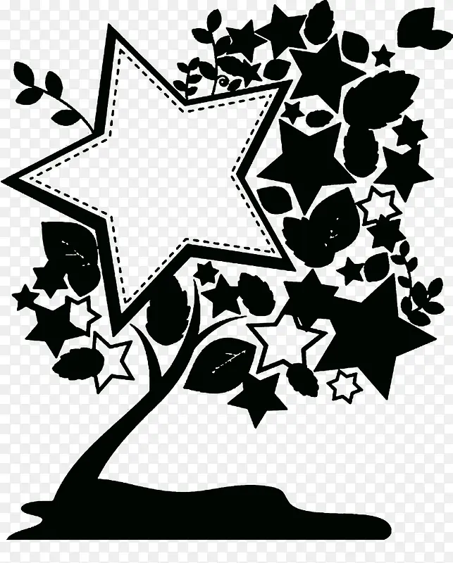 黑色的星星树装饰素材
