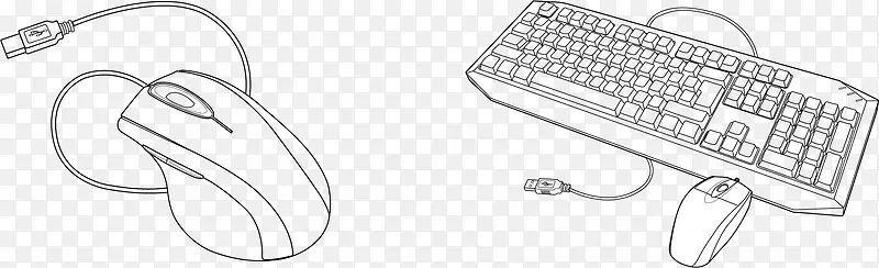 矢量线描键盘鼠标高清免扣素材