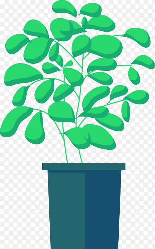 扁平化绿色盆栽植物图