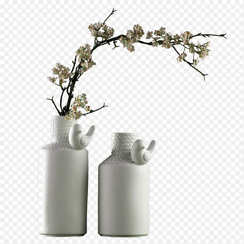 白色简约花瓶植物装饰图案