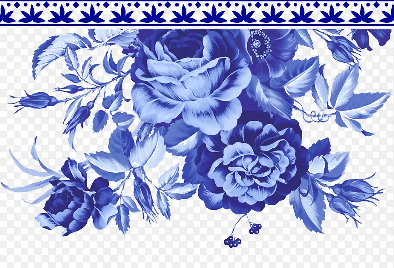 蓝色古典花
